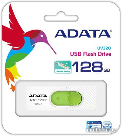 USB Flash A-Data UV320 128GB (белый/зеленый)