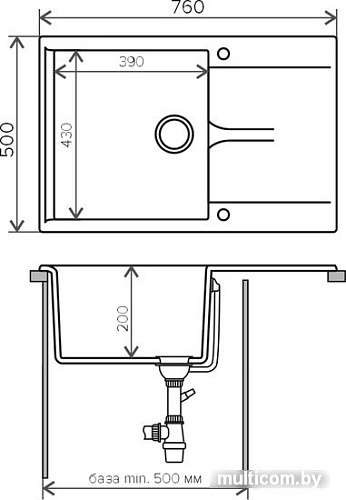 Кухонная мойка Polygran Gals-760 (белый хлопок 36)