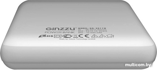 Портативное зарядное устройство Ginzzu GB-3911W (белый)