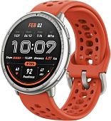 Умные часы Amazfit Active 2 (серебристый, с оранжевым силиконовым ремешком)
