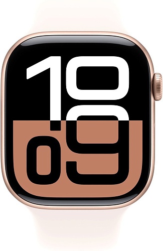 Умные часы Apple Watch Series 10 46 мм (алюминиевый корпус, розовое золото/легкие румяна, спортивный силиконовый ремешок S/M)