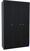 Шкаф распашной МДК Black 3-х створчатый BL-СК3С 490x1200x1980 (черный/кромка синяя)