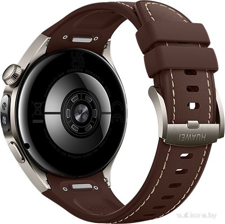Умные часы Huawei Watch 5 46 мм (титановый, с коричневым силиконовым ремешком, международная версия)