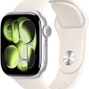 Умные часы Apple Watch Series 11 42 мм (алюминиевый корпус, серебристый/звездный свет, спортивный силиконовый ремешок M/L)