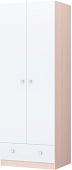 Шкаф распашной Polini Kids Simple двухсекционный с ящиком 0001302.161 (дуб пастельный/белый)