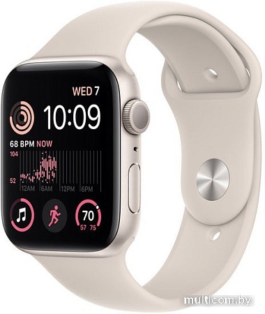 Умные часы Apple Watch SE 2 44 мм (алюминиевый корпус, звездный свет/звездный свет, спортивный силиконовый ремешок M/L)