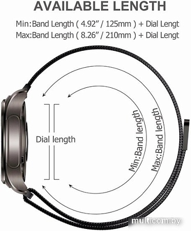 Браслет Rumi Milanese loop металлический 20 мм (черный)