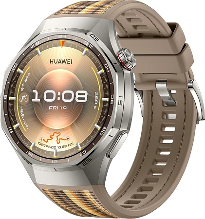 Умные часы Huawei Watch GT 6 Pro 46 мм (серебристый, с коричневым плетеным ремешком, международная версия)