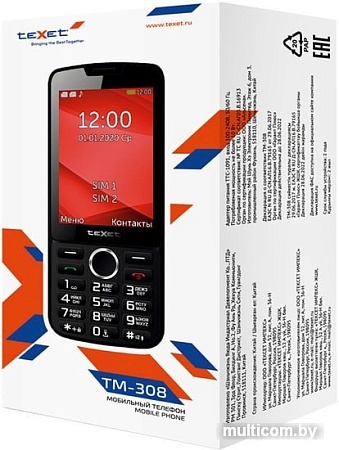 Мобильный телефон TeXet TM-308 (черный/красный)