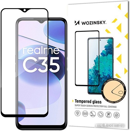 Защитное стекло Wozinsky Full Glue для Realme C35 Вlack Frame